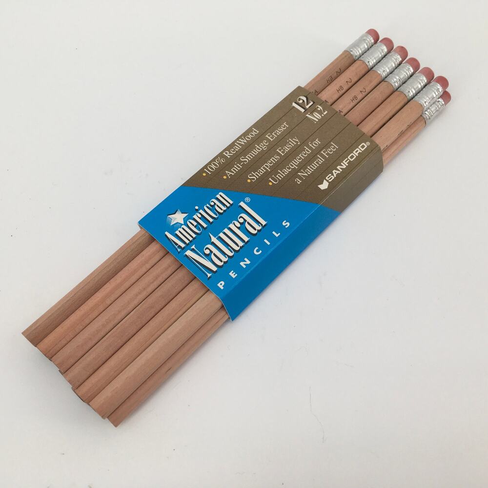 Sanford Real Wood American Natural Pencil 12pk No. 2 NOS 1998 USA Anti Smudge